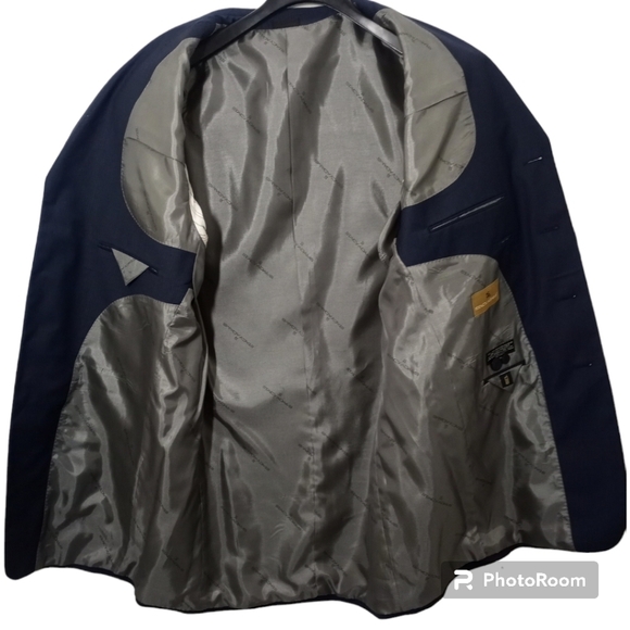 Stacy Adams Gold Label Size 44L Dark Blue Blazer Suit Jacket Coat - Picture 3 of 15